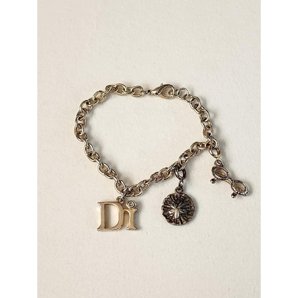 Vtg DIAMOND INTERNATIONAL‎ Signed Gold Plt Charm Bracelet Sand Dollar Sunglasses